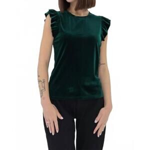 NEW ANOTHER LOVE north velvet ruffle top in rainforest